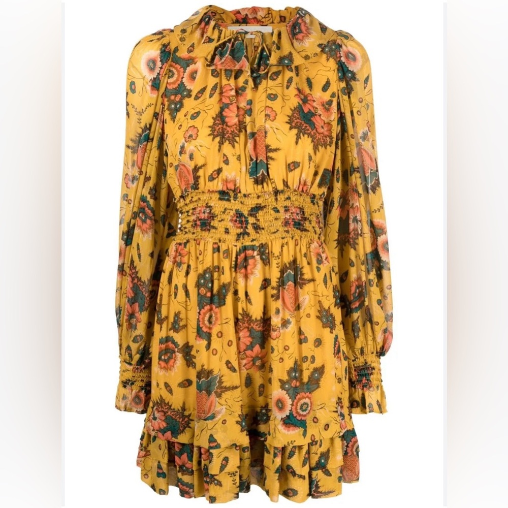 Ulla Johnson Long Sleeve Yellow Floral Dress Size 0